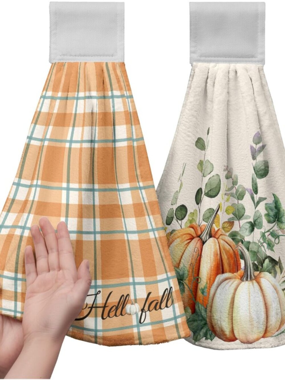 Fall Autumn Hanging Kitchen Towels Thanksgiving Pumpkin Hand Towel with Hanging